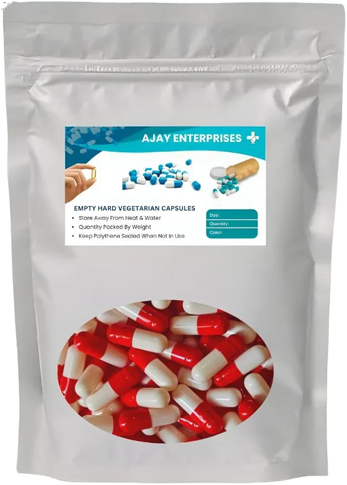 Size 1 Red/White Empty Gelatin Pill Capsule 375 mg Powder Filling (Pack Of 1000)