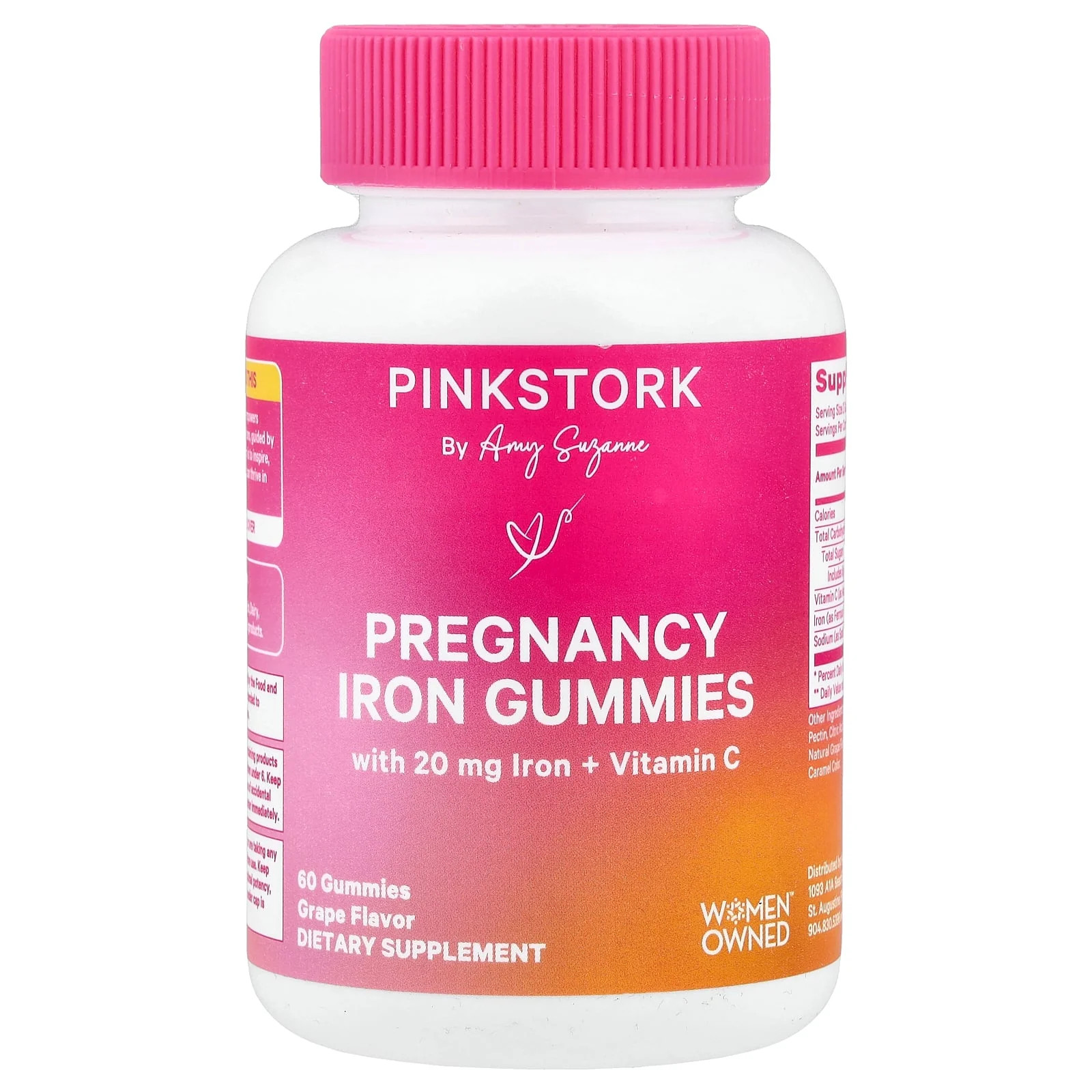 2 X Pink Stork, Pregnancy Iron Gummies, Grape, 60 Gummies