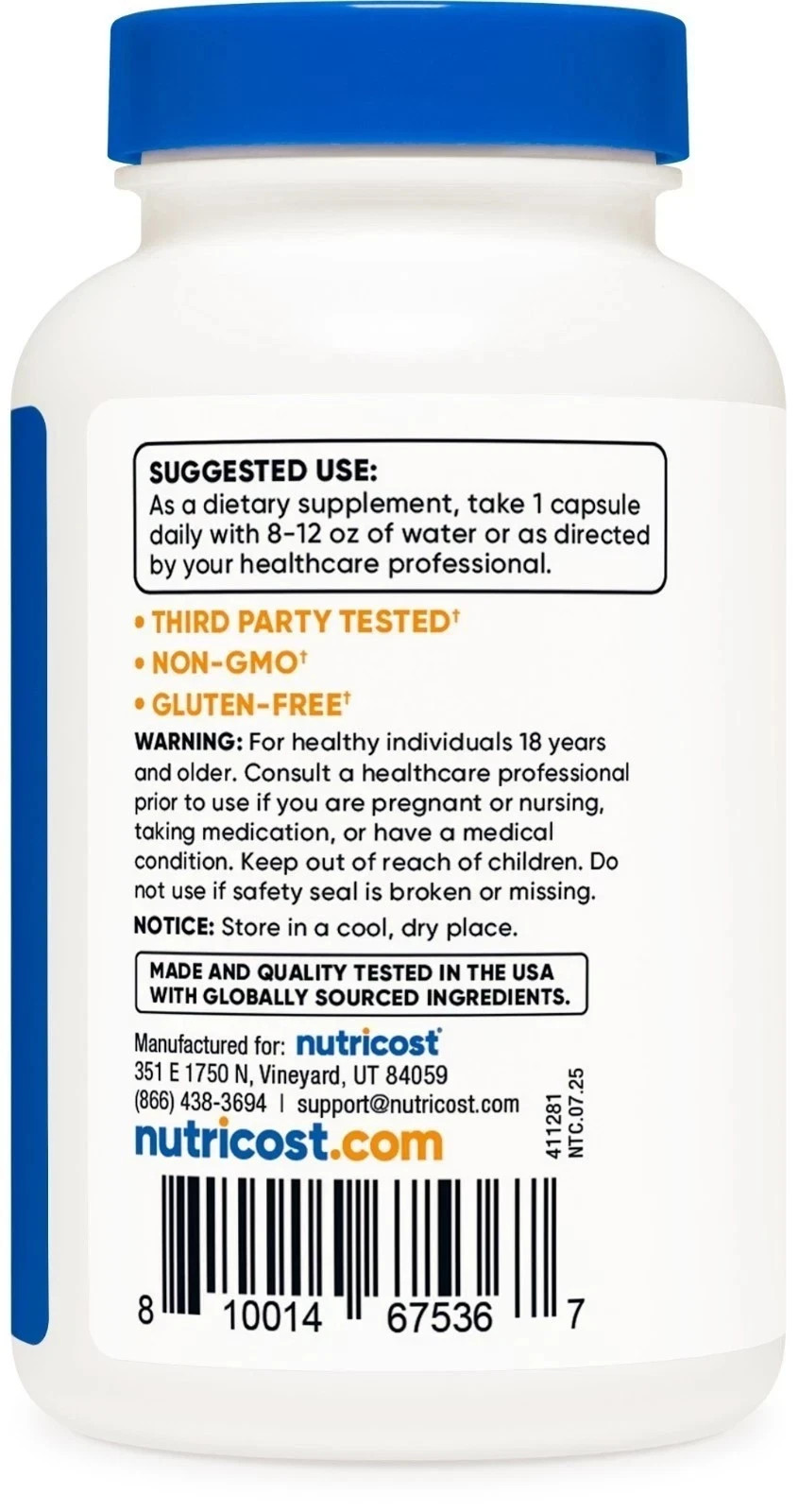 3PACK Nutricost N-Acetyl L-Cysteine [NAC] 600mg, | Non-GMO & Gluten Free