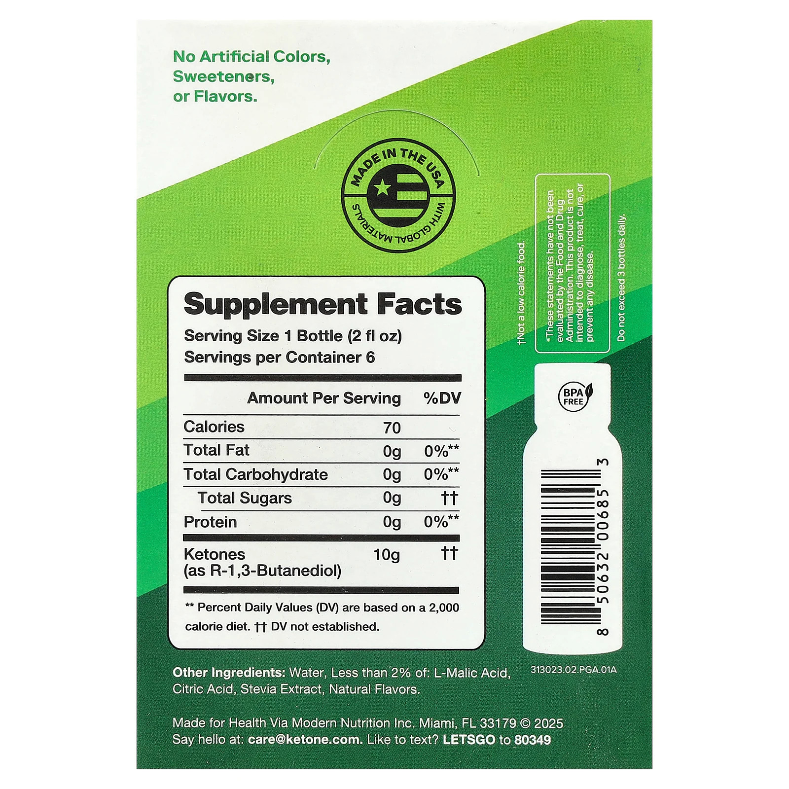 2 X Ketone-IQ, Energy Shot, Green Apple, Caffeine Free, 6 Bottles, 2 fl oz (59