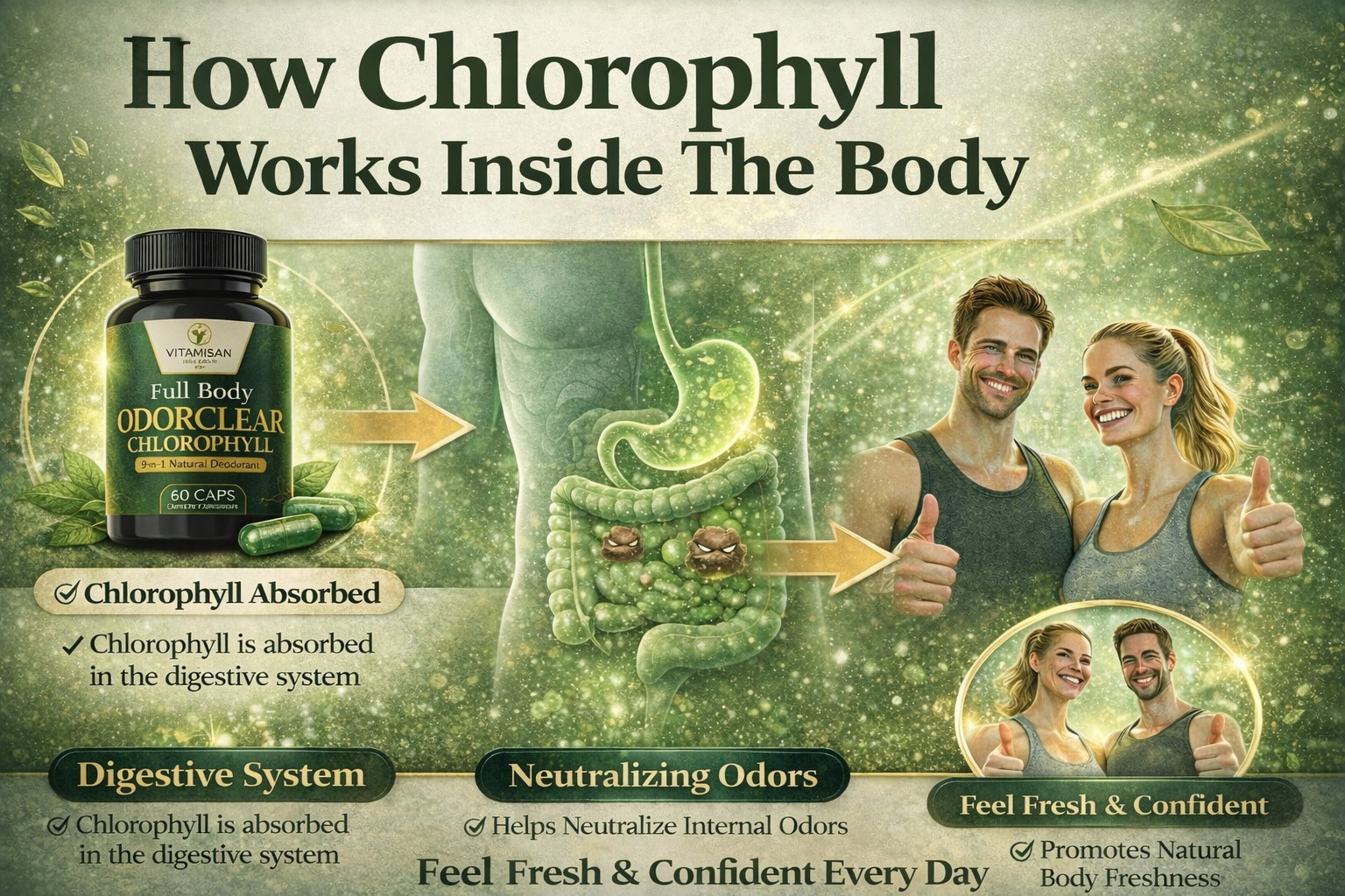 Internal Deodorant Chlorophyll Capsules | Body & Intimate Freshness | 60