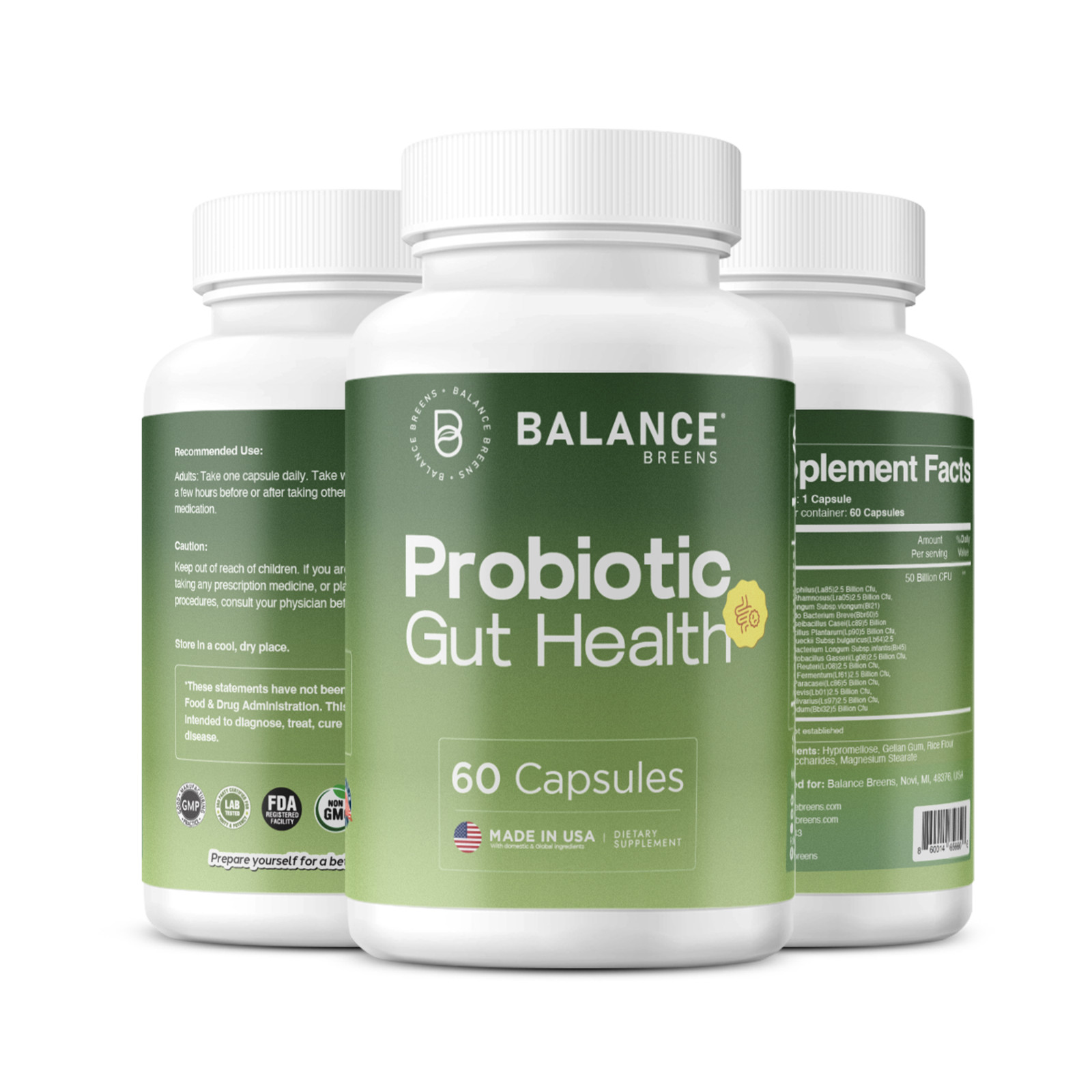 Probiotics 50 Billion CFU, 15 Strain Shelf Stable Formula for Digestive Health