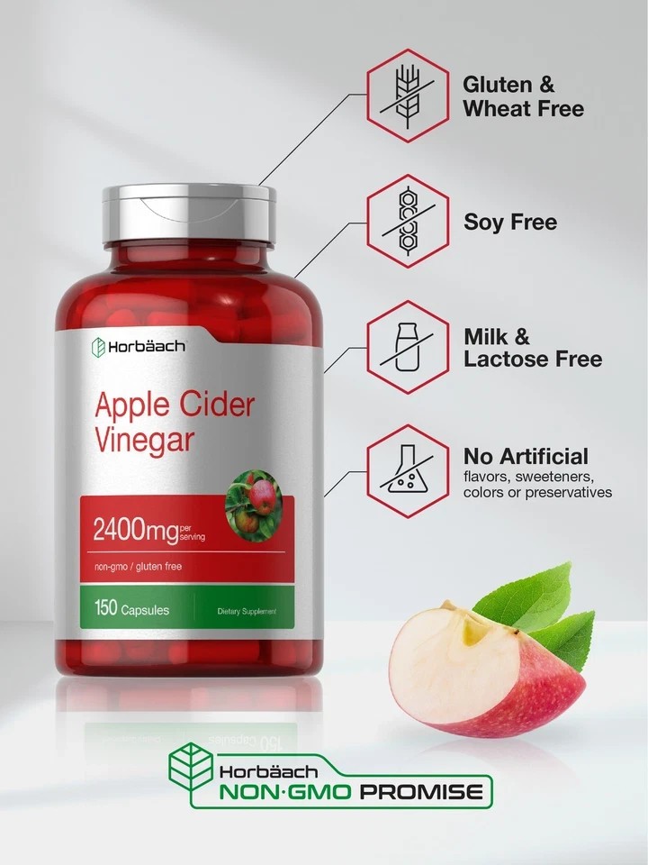 LUXRY Apple Cider Vinegar Capsules | 2400mg | 150 Count | Non-GMO | by Horbaach-