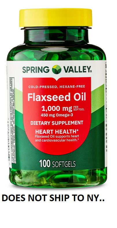 Spring Valley Flaxseed Oil Softgels Dietary Supplement, 1,000 mg, 100 Count