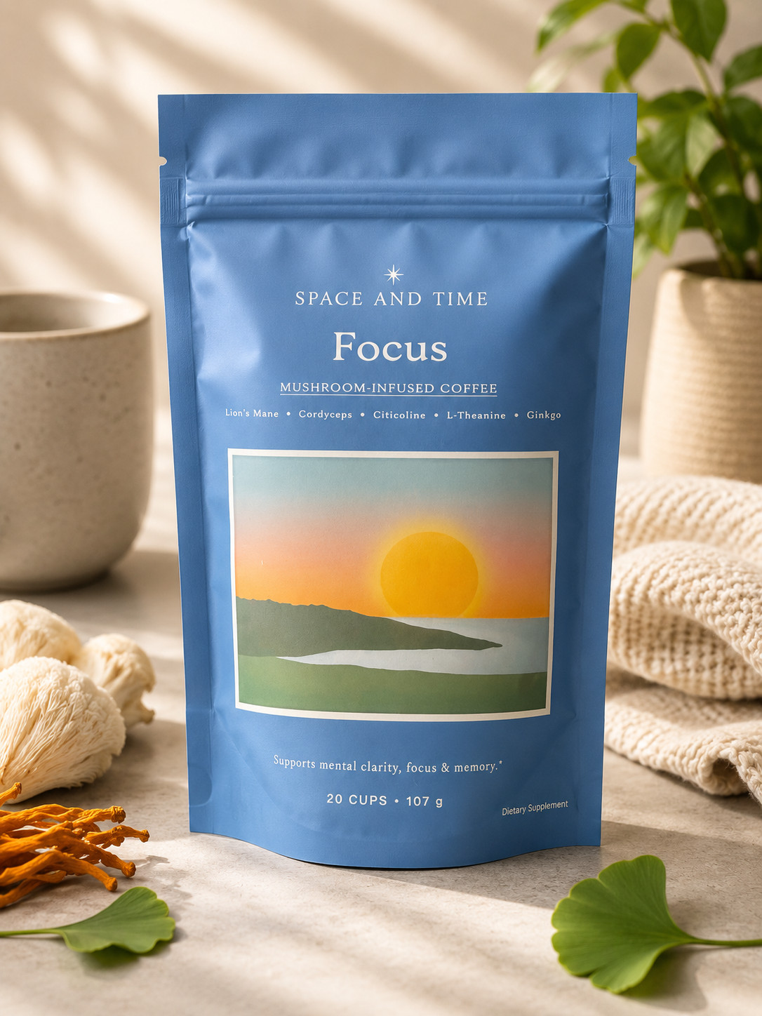 Space and Time Focus Mushroom Infused Coffee Lion’s Mane Cordyceps 107g