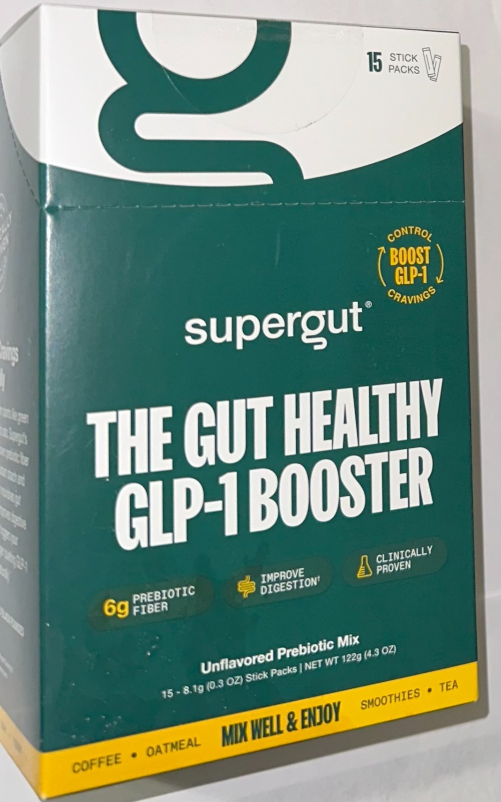 Supergut Gut Health Booster High Fiber Prebiotic Supplement Mix Unflavored-15 Ct