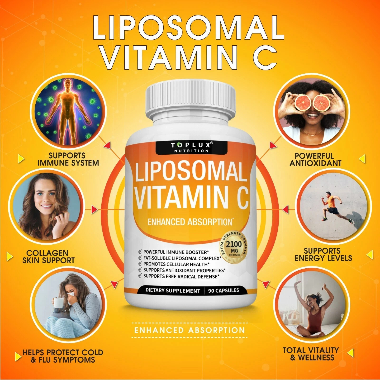 3 pack Liposomal 2100MG Capsules – High Absorption Vitamin C Pills Supplement