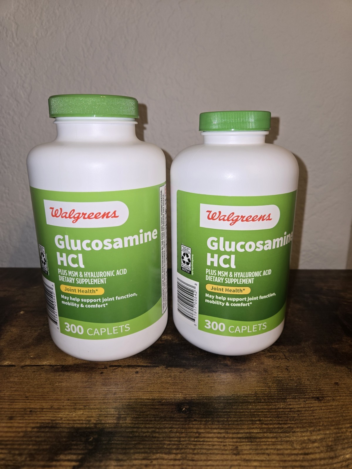 LOT (2) WALGREENS GLUCOSAMINE HCI FOR JOINT HEALTH, 300 CAPLETS, EXP 02/28+