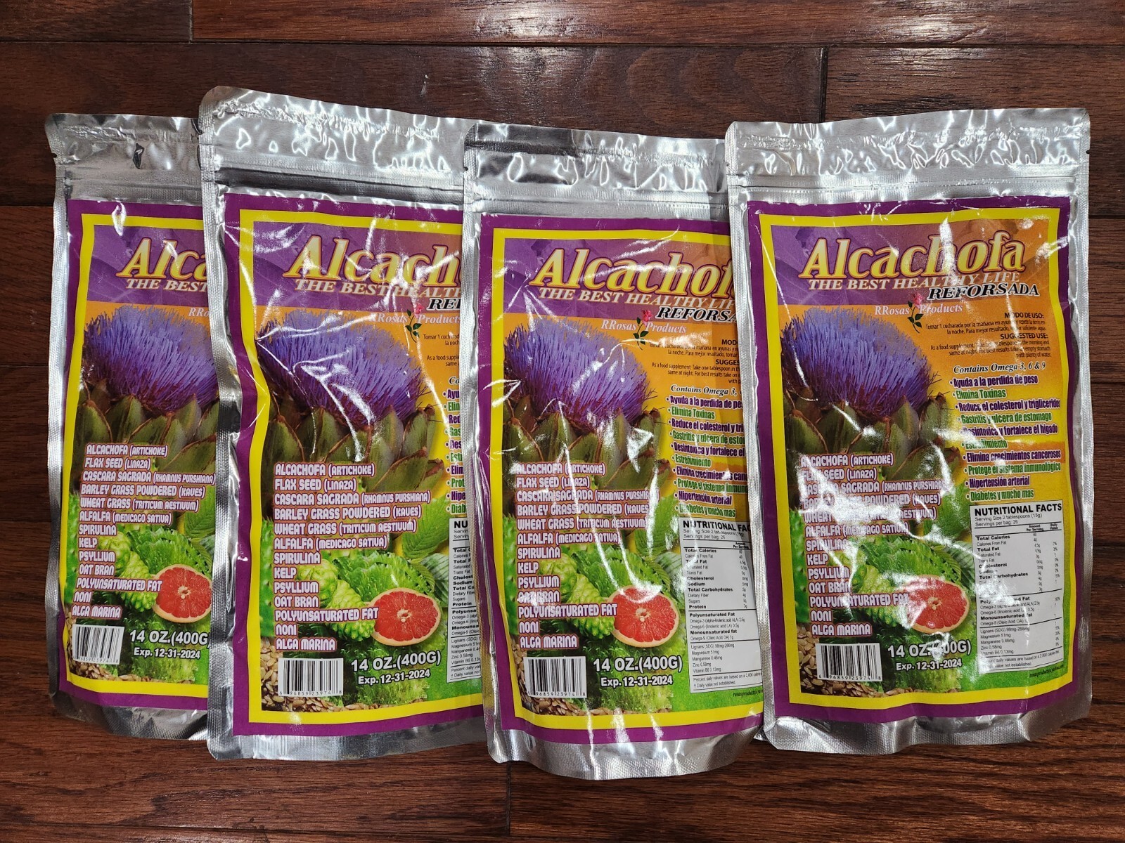 NEW 4 ALCACHOFA THE BEST HEALTHY LIFE REFORSADA 14 OZ EA.12/2024 ROSAS PRODUCTS