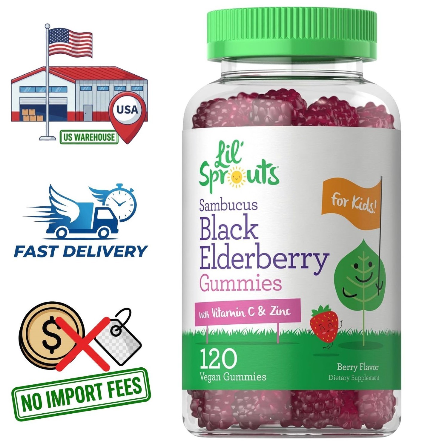 Sambucus de Saúco Negro con Vitamina C y Zinc para Niños, 120 Gomitas