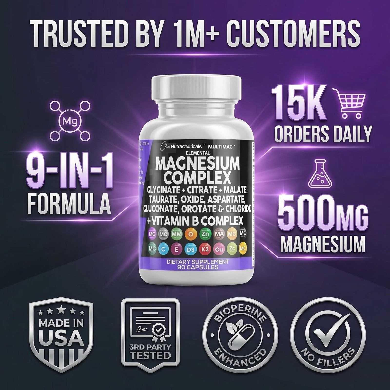 Clean Nutraceuticals Magnesium Complex with 90 Count (Pack of 1)