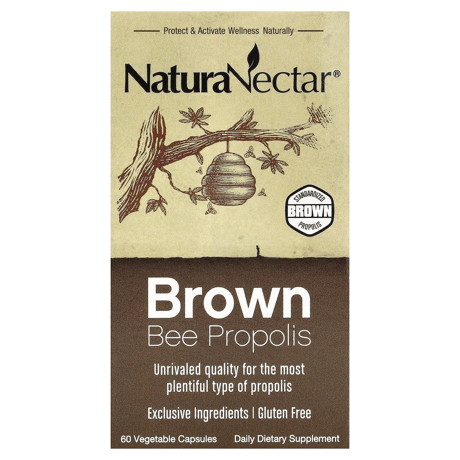 2 X NaturaNectar, Brown Bee Propolis, 60 Vegetable Capsules