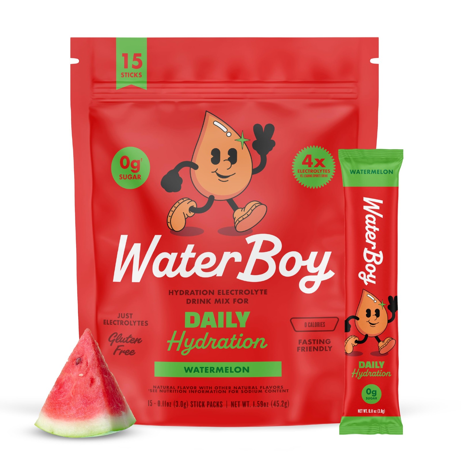 Waterboy Daily Hydration | 1,570mg Electrolyte Powder 1.6 Ounce (Pack of 1)