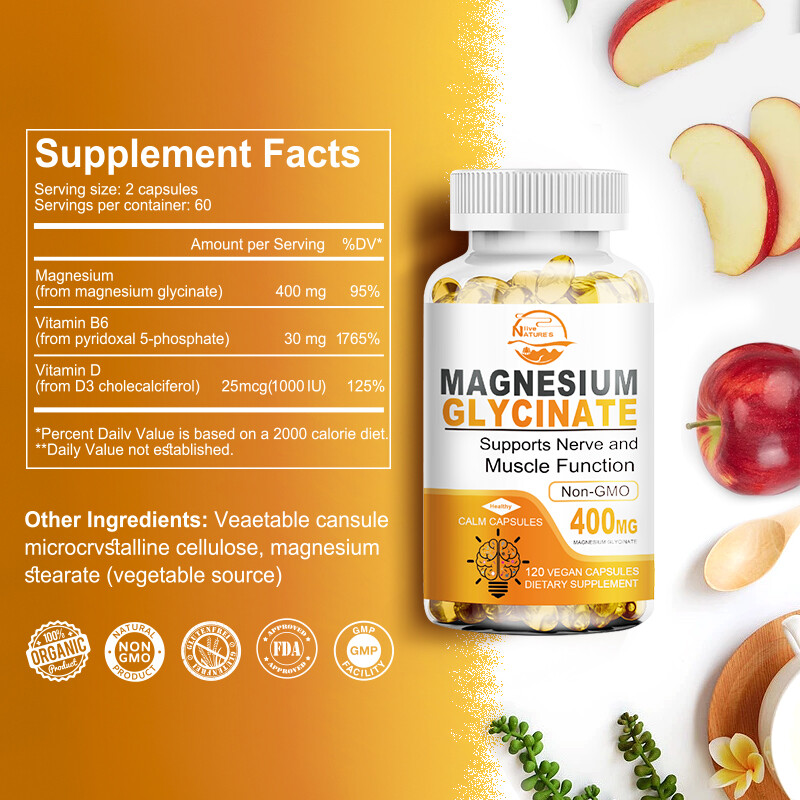 400MG Magnesium Glycinate High Absorption,Improved Sleep,Stress & Anxiety Relief