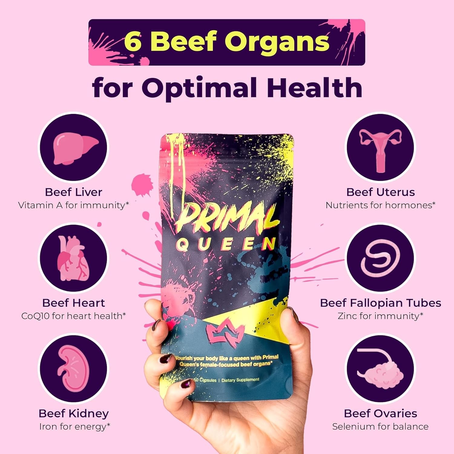 Primal Queen Female-Optimized Beef Organ Superfood Supplement ?C Grass-Fed