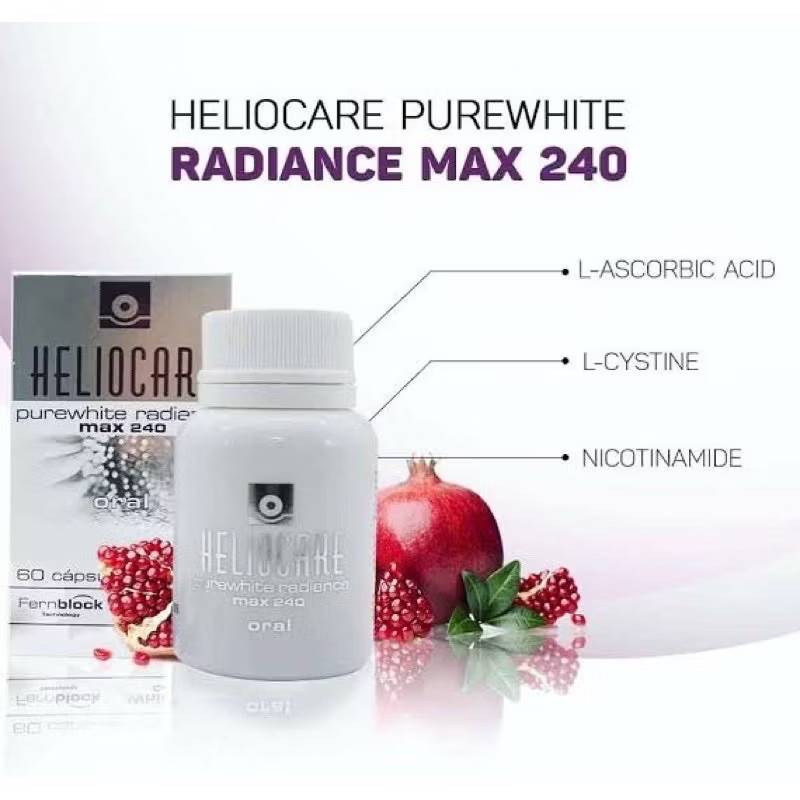 HELIOCARE PureWhite Radiance 60 Capsules Max 240 UV Protection Repair Pomegranat