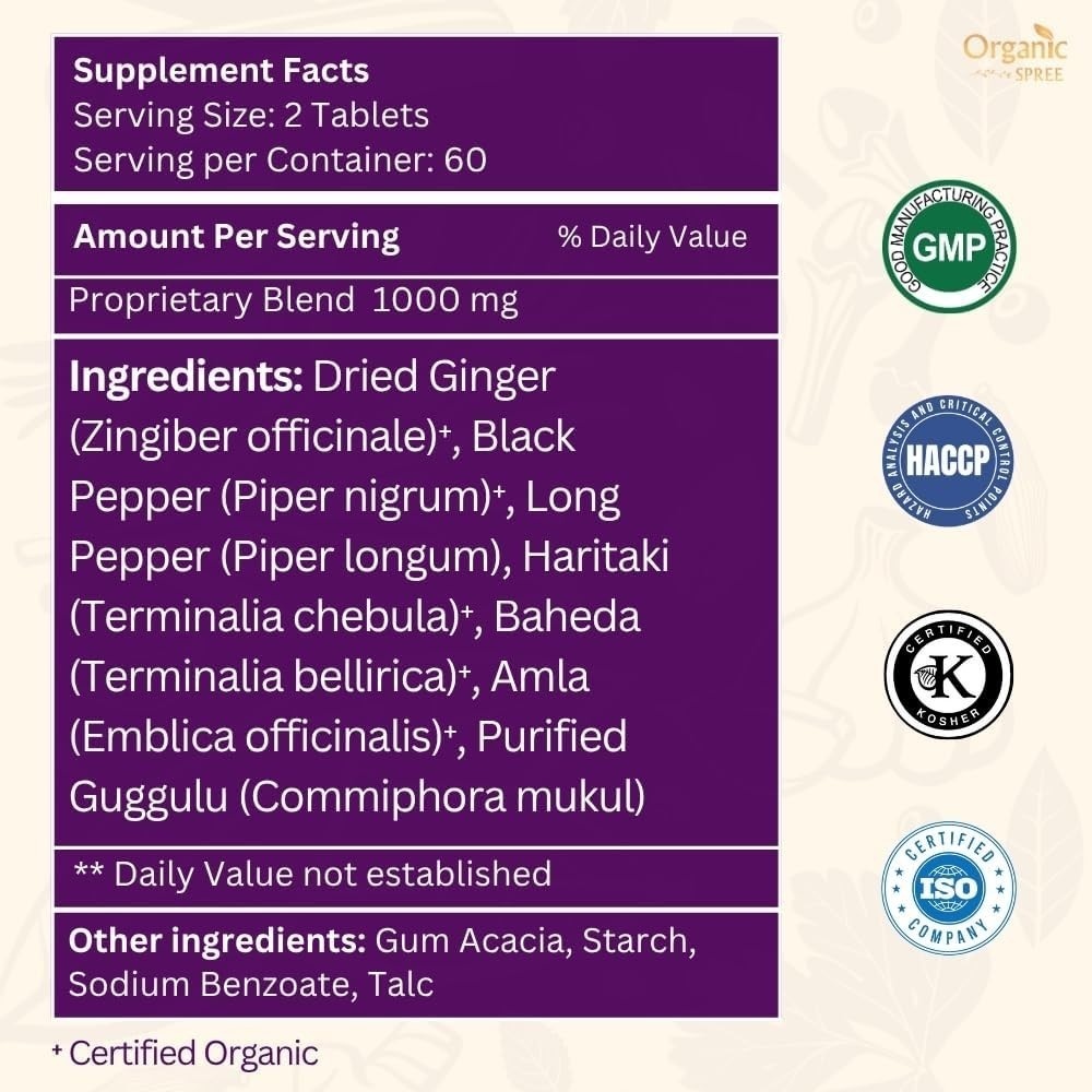 Medohar Guggulu Ayurvedic Immune Support Supplement with Ginger Haritaki & Amla