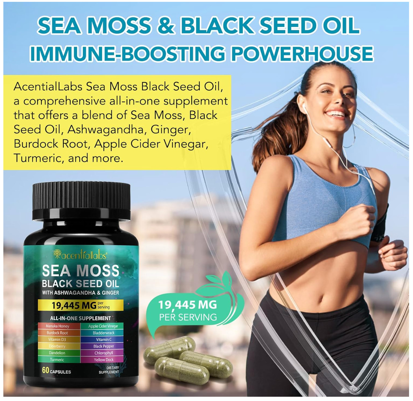 Sea Moss Black Seed Oil Ashwagandha Ginger Supplement,Turmeric Berberine-19445MG