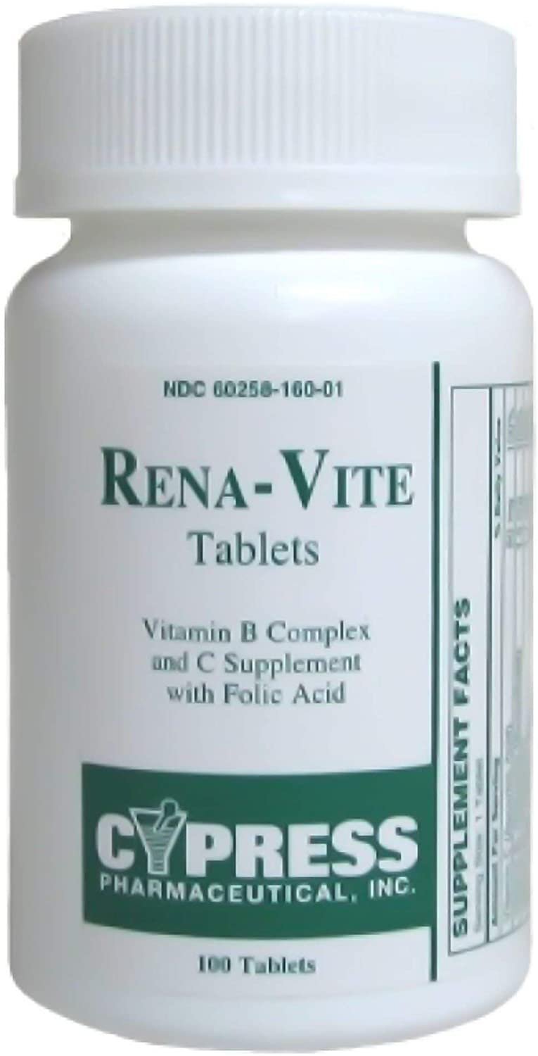Cypress Pharmaceuticals Rena-Vite Vitamins Dietary Supplement Tablets 100 Count