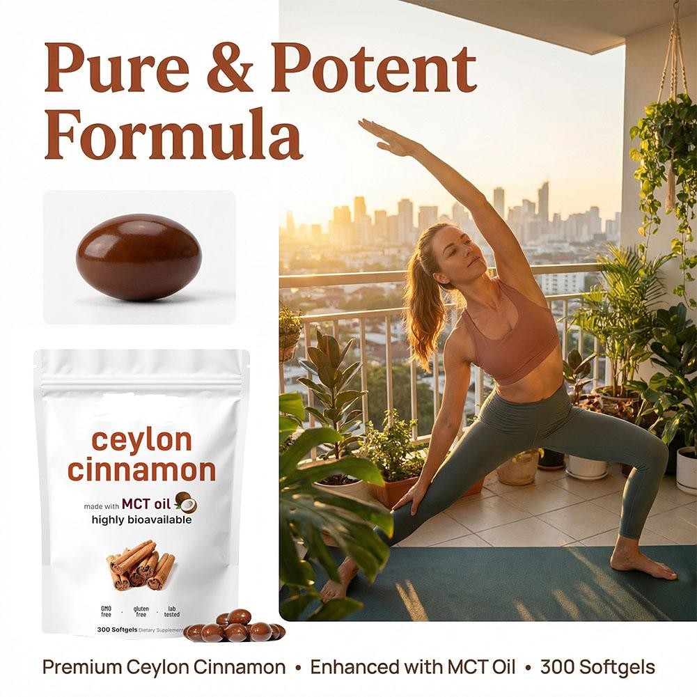 Ceylon Cinnamon 7200mg Equivalent Dietary Supplement 300 Softgels W/ MCT Oil New