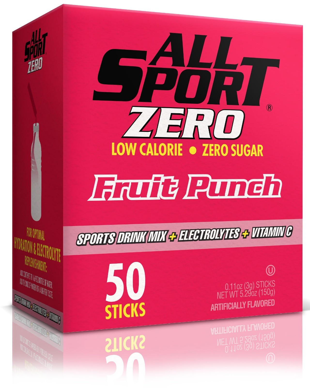 Electrolyte Drink Mix Sticks, Sugar-Free Hydration Powder, Fruit Punch, 50 Ct