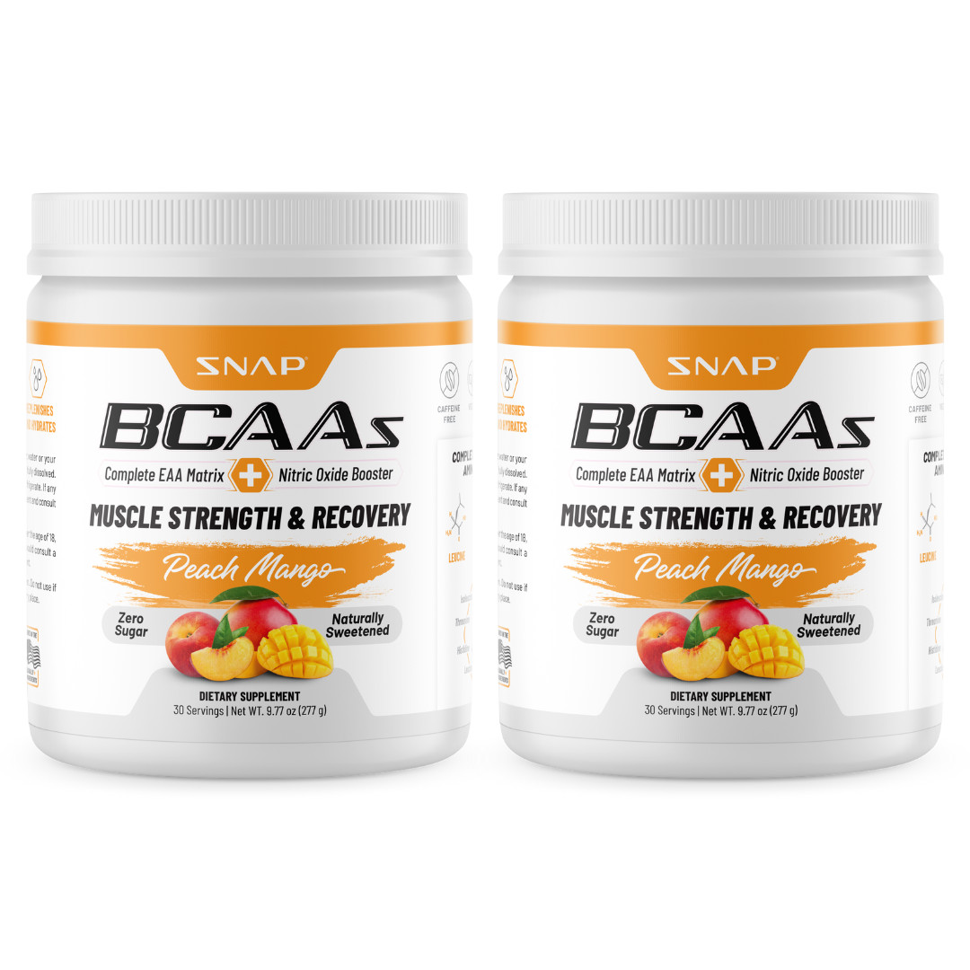 Snap Supplements Peach Mango BCAA Powder – Amino Energy – 2 Pack