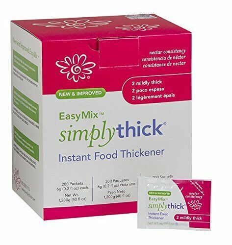 SimplyThick EasyMix Instant Food Thickener 200 Packet 6g 2floz Mild/Nectar Thick