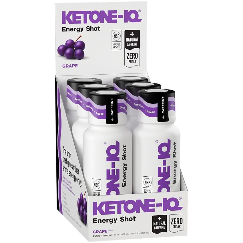 6pk / Ketone IQ GRAPE Shots | Clean, Natural Energy Shots to Power Brain & Body