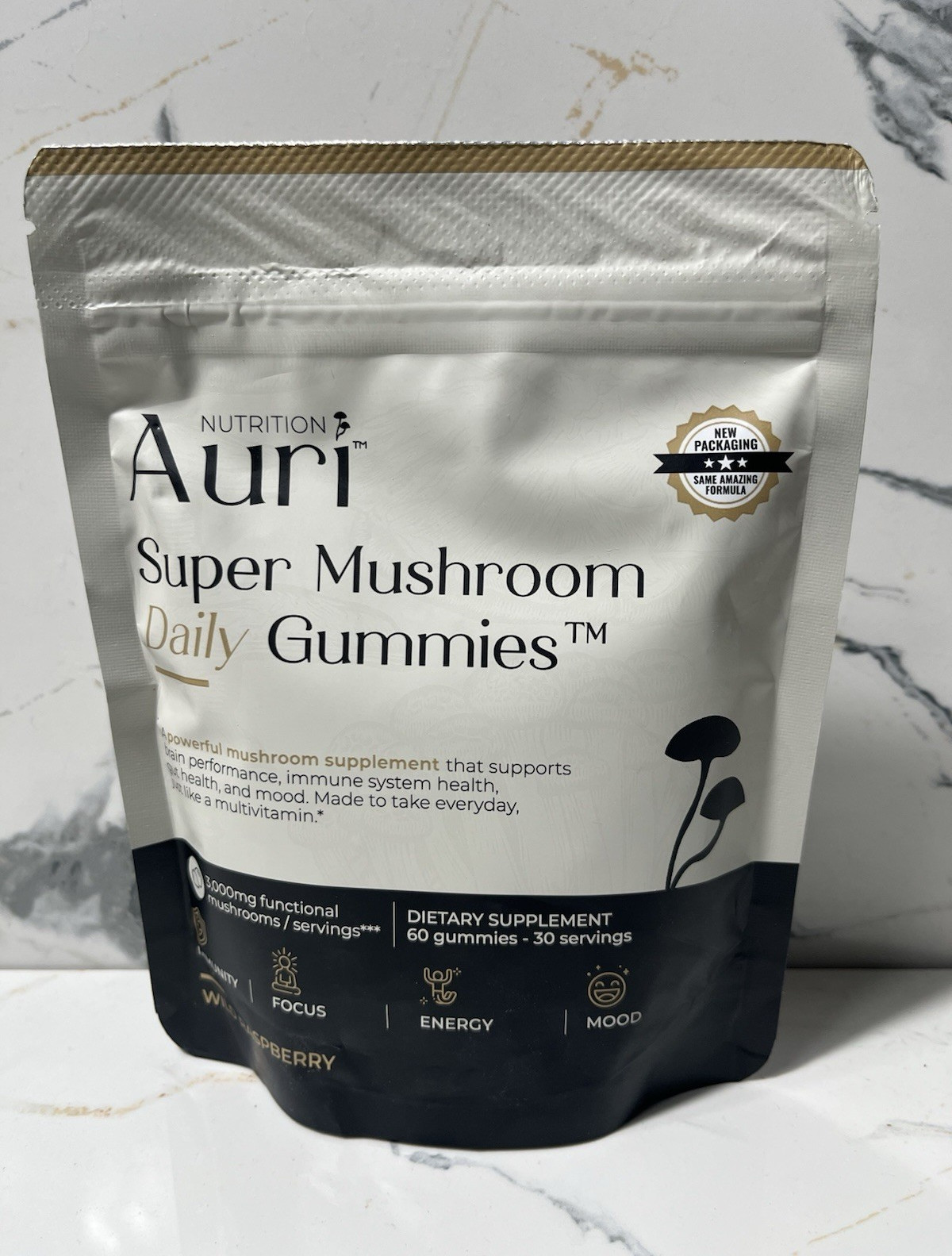 Auri Nutrition Super Mushroom Gummies Lion’s Mane Reishi 60ct Wildberry 3000mg