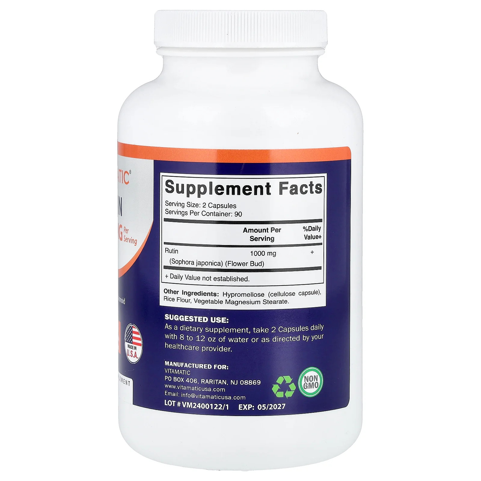 2 X Vitamatic, Rutin, 180 Vegetable Capsules (500 mg per Capsule)