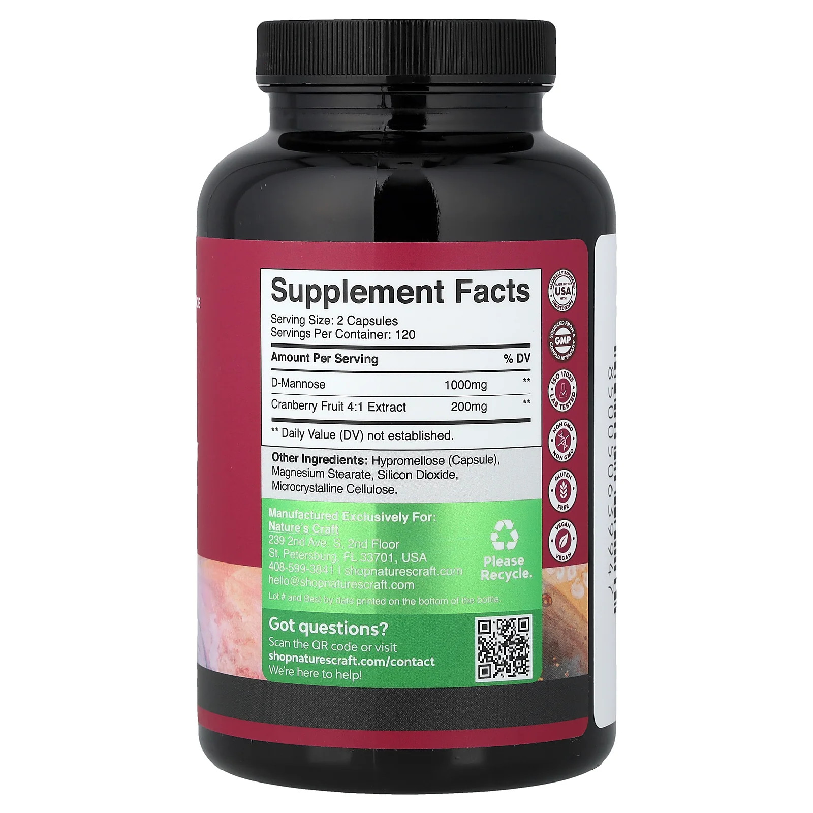 2 X Nature’s Craft, D-Mannose & Cranberry, 240 Capsules