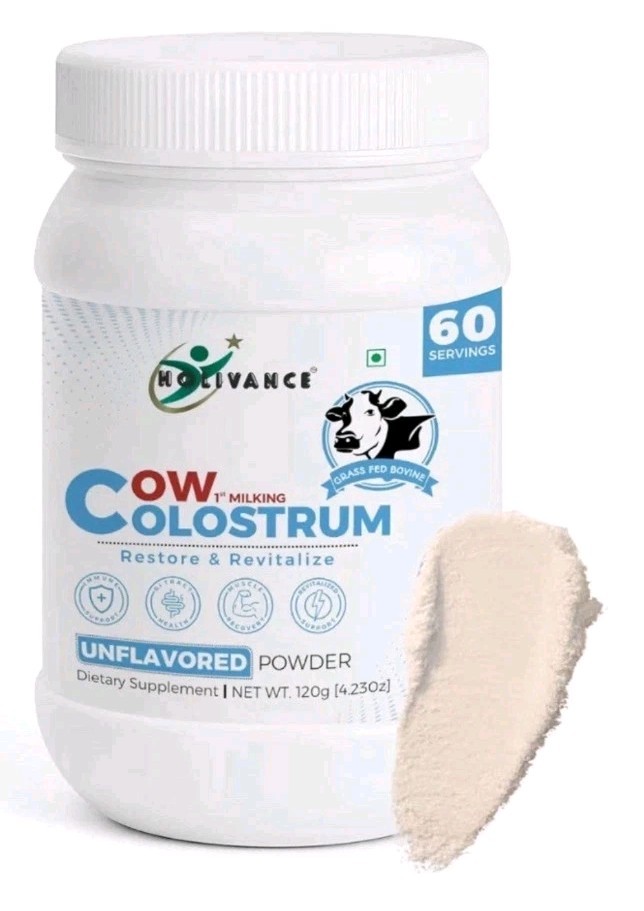 HOLIVANCE Cow Colostrum Powder Unflavored | Natural Bovine Colostrum 4.23oz