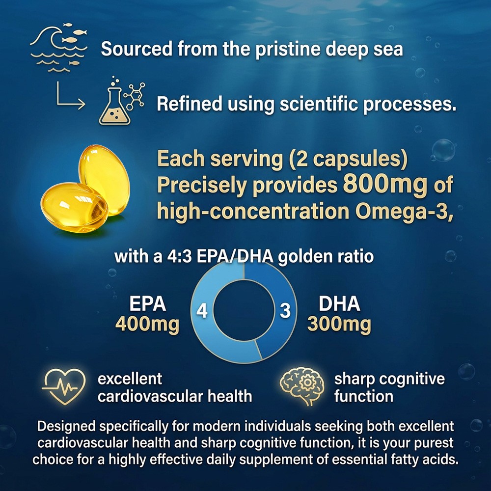Omega-3 FishOil-4:3 EPA:DHA Ratio for Cardiovascular&Cognitive Support 120Caps