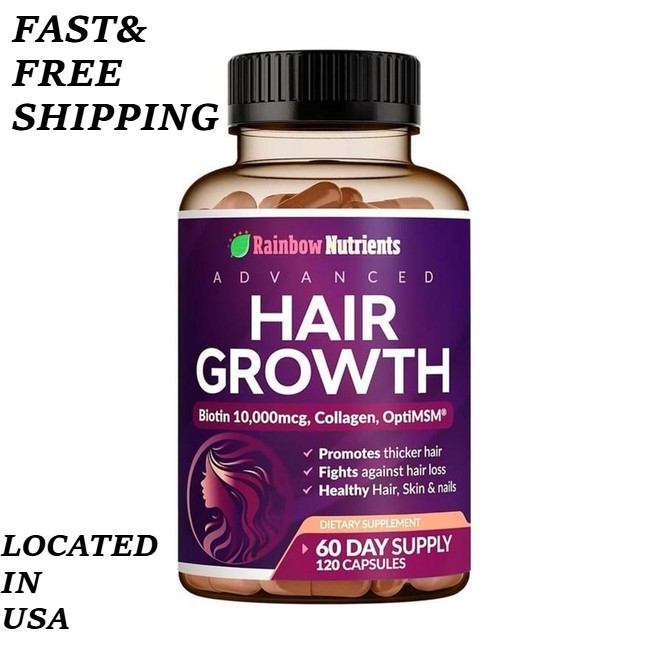 2 BOTTLES-Rainbow Nutrients Advanced Hair Growth-Hair,Skin &Nail Health Collagen