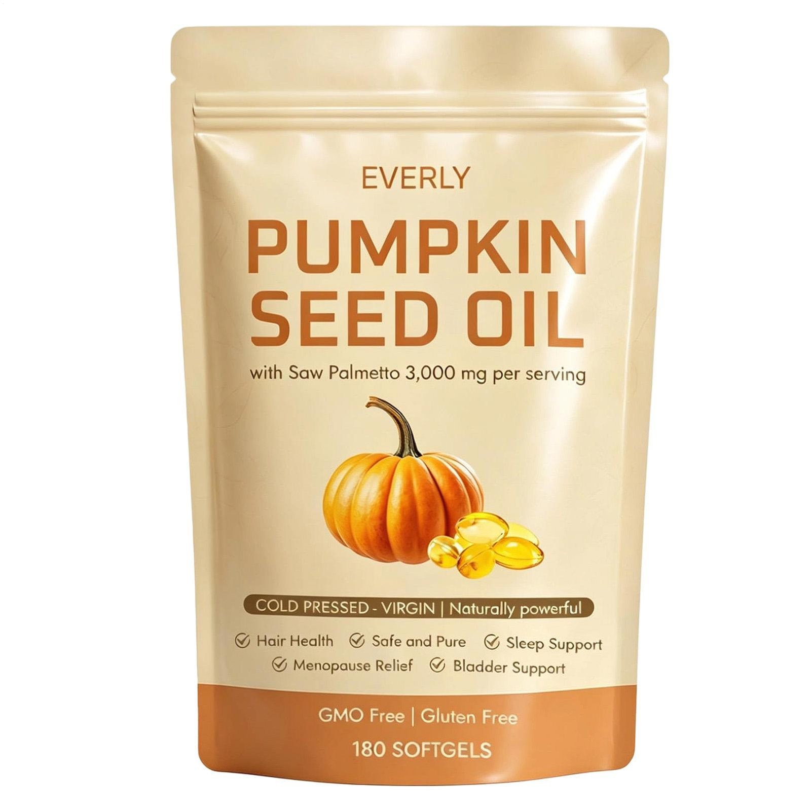 Pumpkin Seed Oil 3000mg Softgels | Cold Pressed Virgin | Saw Palmetto | 180 Coun
