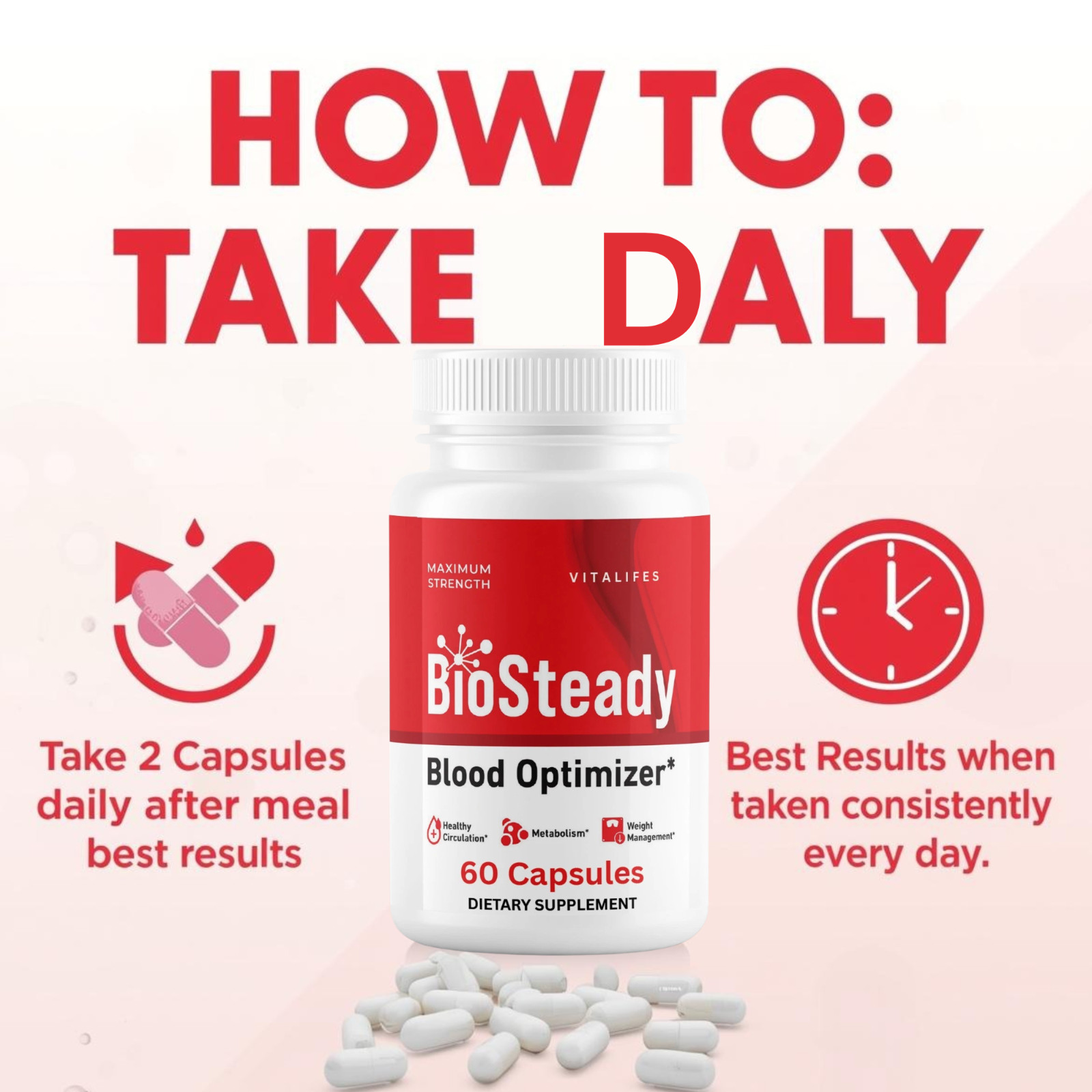(3 Pack) BioSteady Advanced Blood Max Support Supplement Bio Steady 180 Capsules