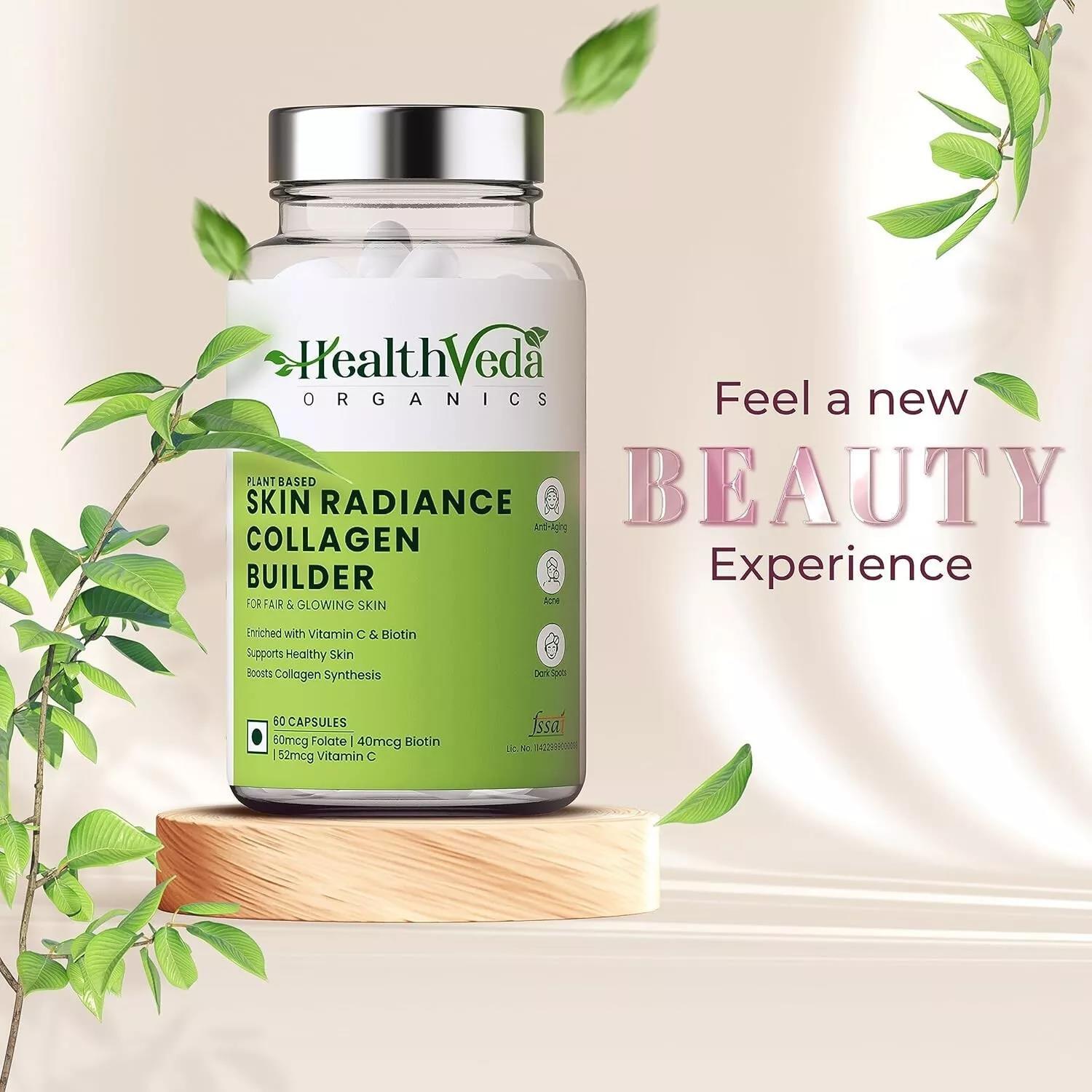 Health Veda Organics Plant Based Skin Radiance Collagen Builder (60 Capsules)