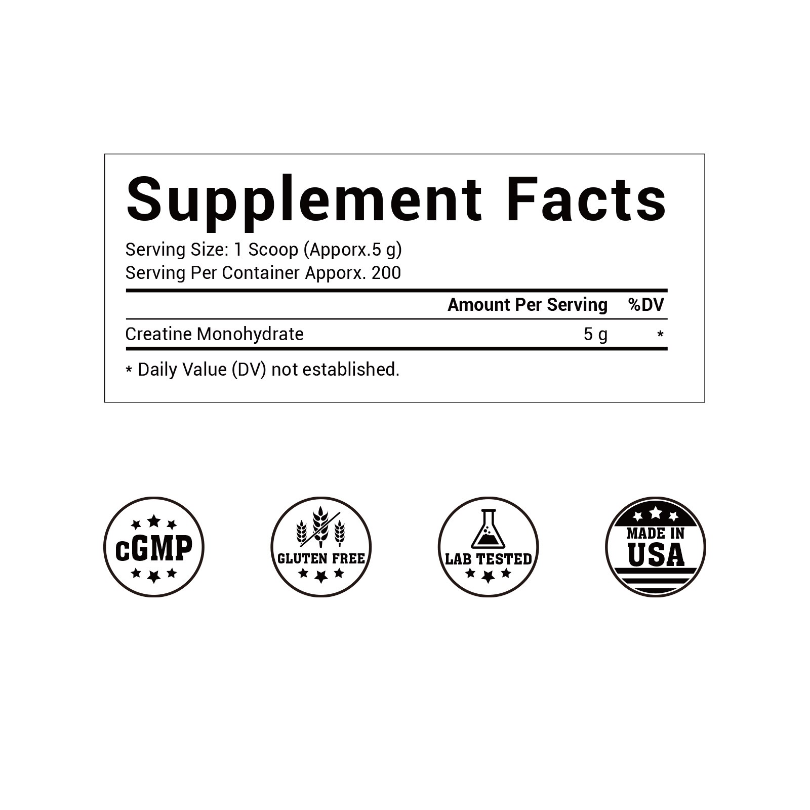 Pure Creatine Monohydrate 2.2lbs – Powder Micronized 200 Servings 5g Per Serving