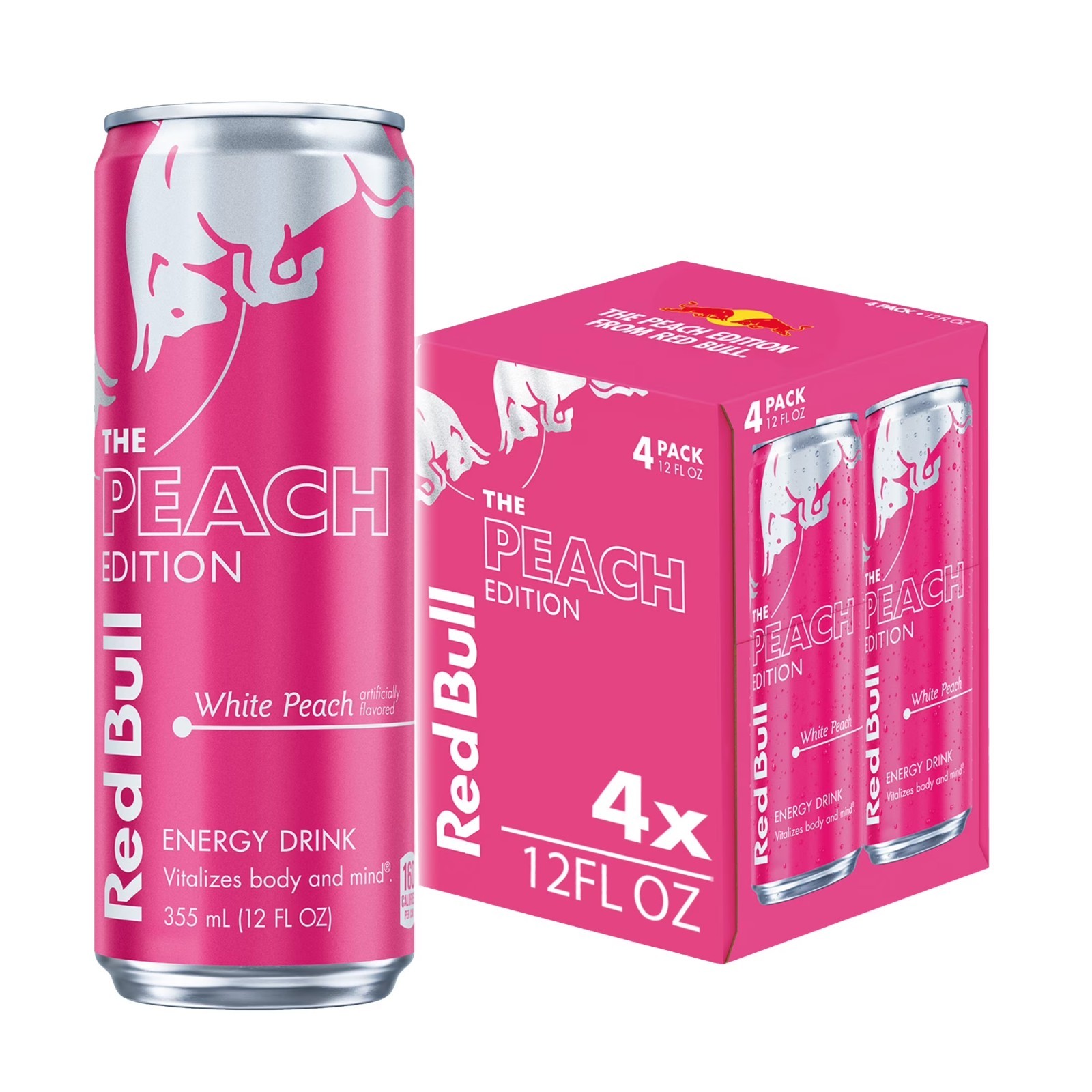 Red Bull Peach Edition Energy Drink White Peach 12 oz Pack of 4