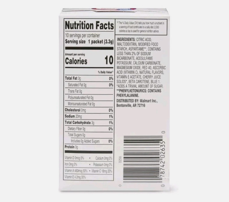 6 Pack Great Value Antioxidant Cherry Pomegranate Drink Mix 60 Packet Sugar-Free
