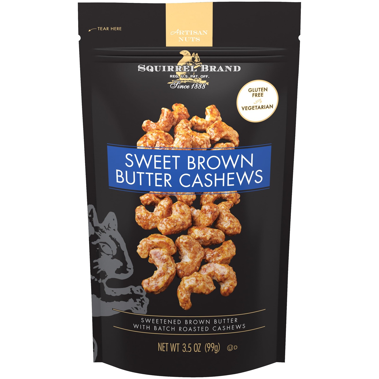 Squirrel Brand Sweet Brown Butter Cashews, 3.5 Ounce (Pack of 1),