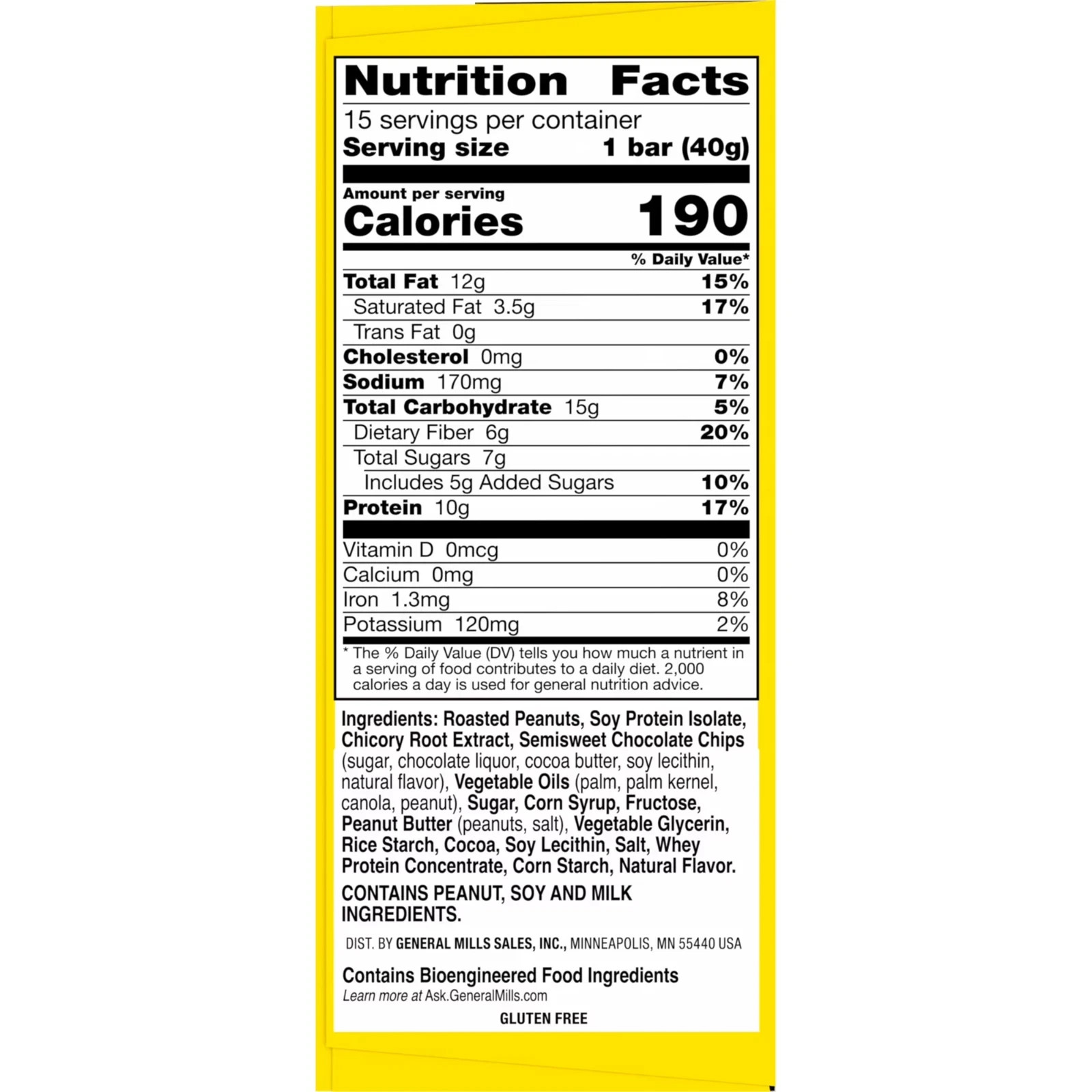 Nature Valley Protein Chewy Snack Bars, Peanut Butter Dark Chocolate, 15 Bars