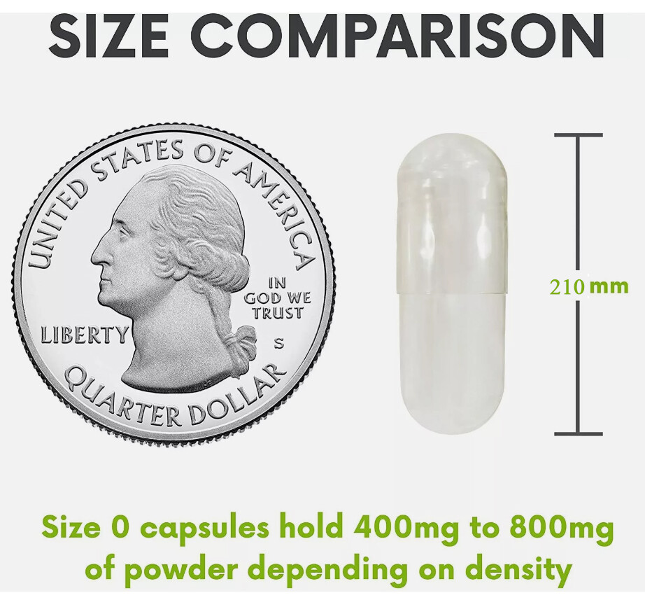1000 Count Size 0 Empty Capsules Clear Empty Vegan Capsules Vegetarian Separated