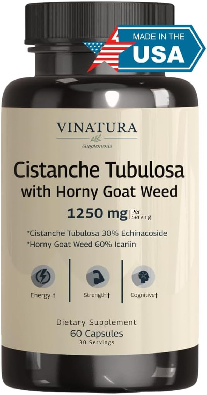 Cistanche with Horny Goat Weed 60% Icariin – 1250Mg per Serving, Cistanche Tubul