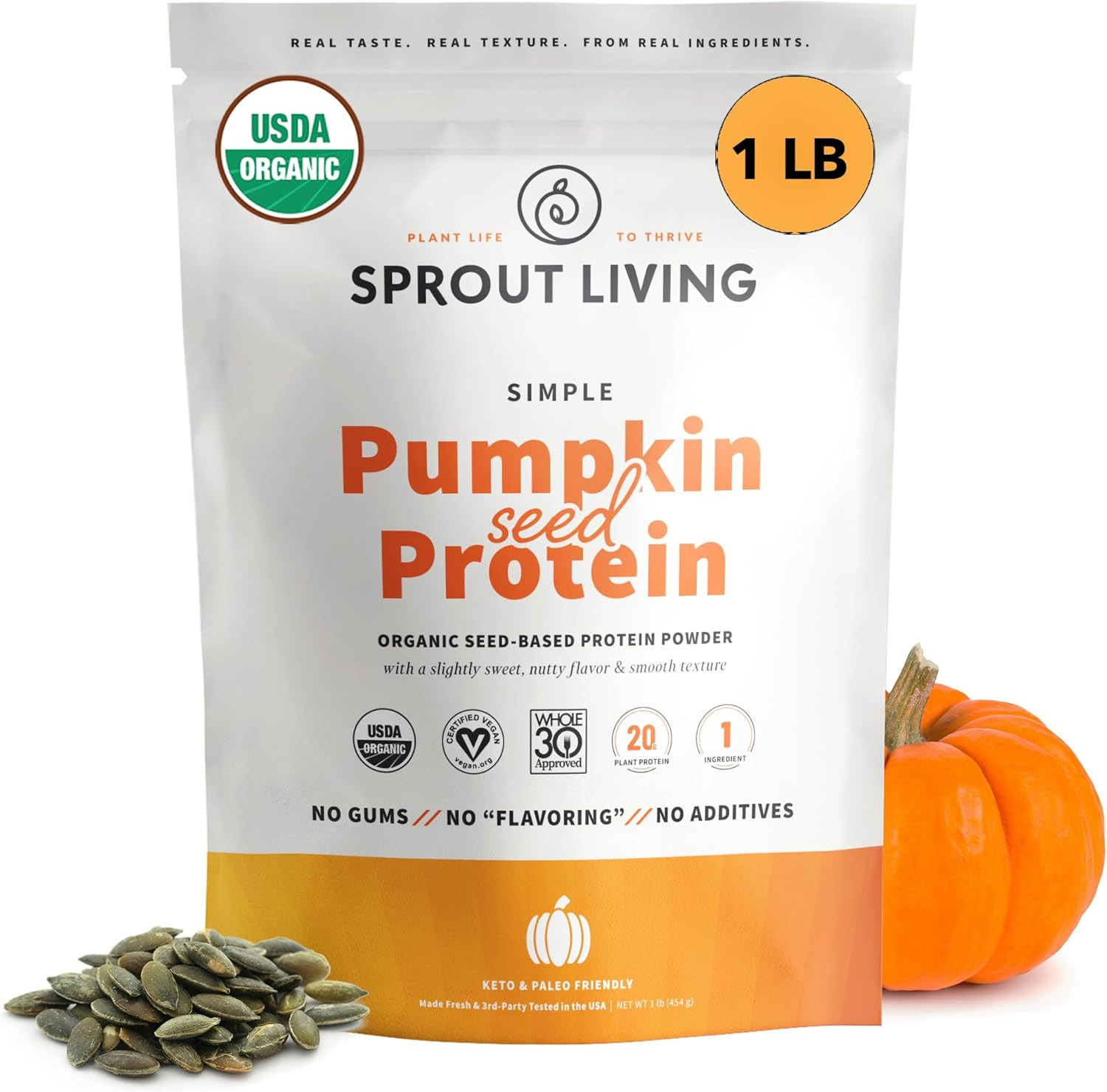 Organic Pumpkin Seed Protein Powder, Unflavored, 20 Grams of Plant Based Protein
