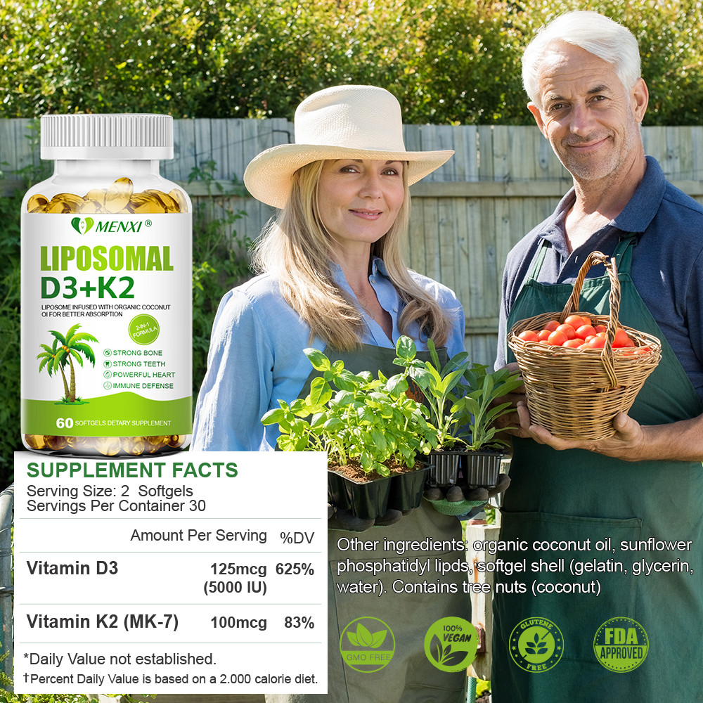 Liposomal Vitamin D3 5000 IU K2 MK7 100 Mcg – High Absorption D3 K2 Supplement