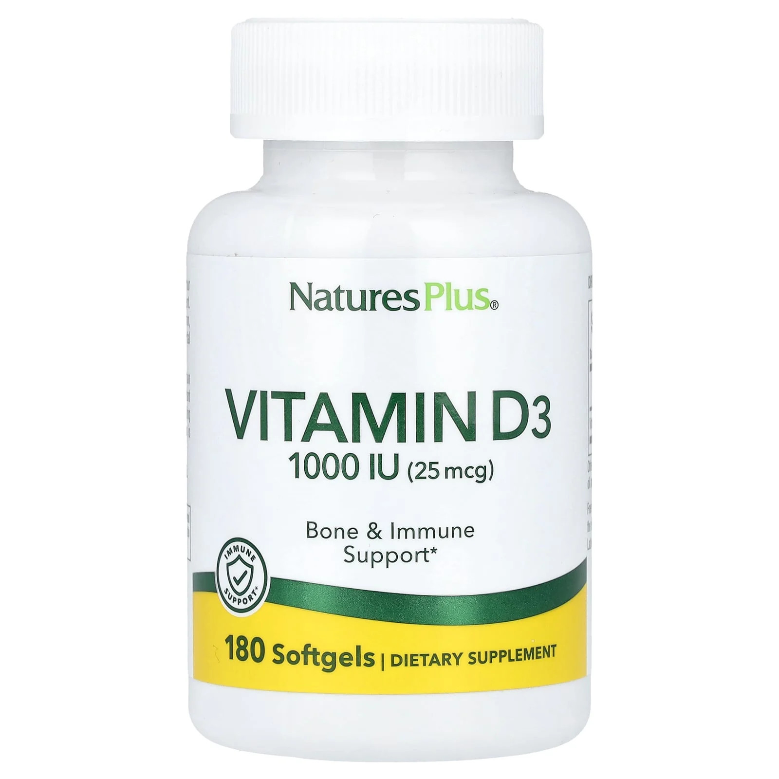 2 X NaturesPlus, Vitamin D3, 25 mcg (1,000 IU), 180 Softgels