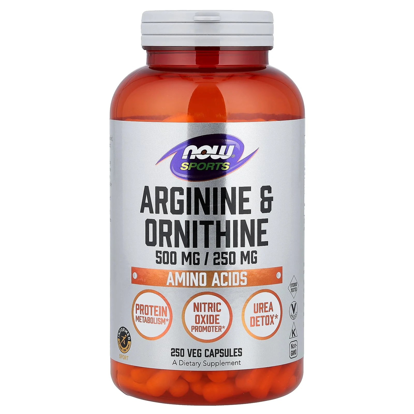 2 X NOW Foods, Sports, Arginine & Ornithine, 250 Veg Capsules