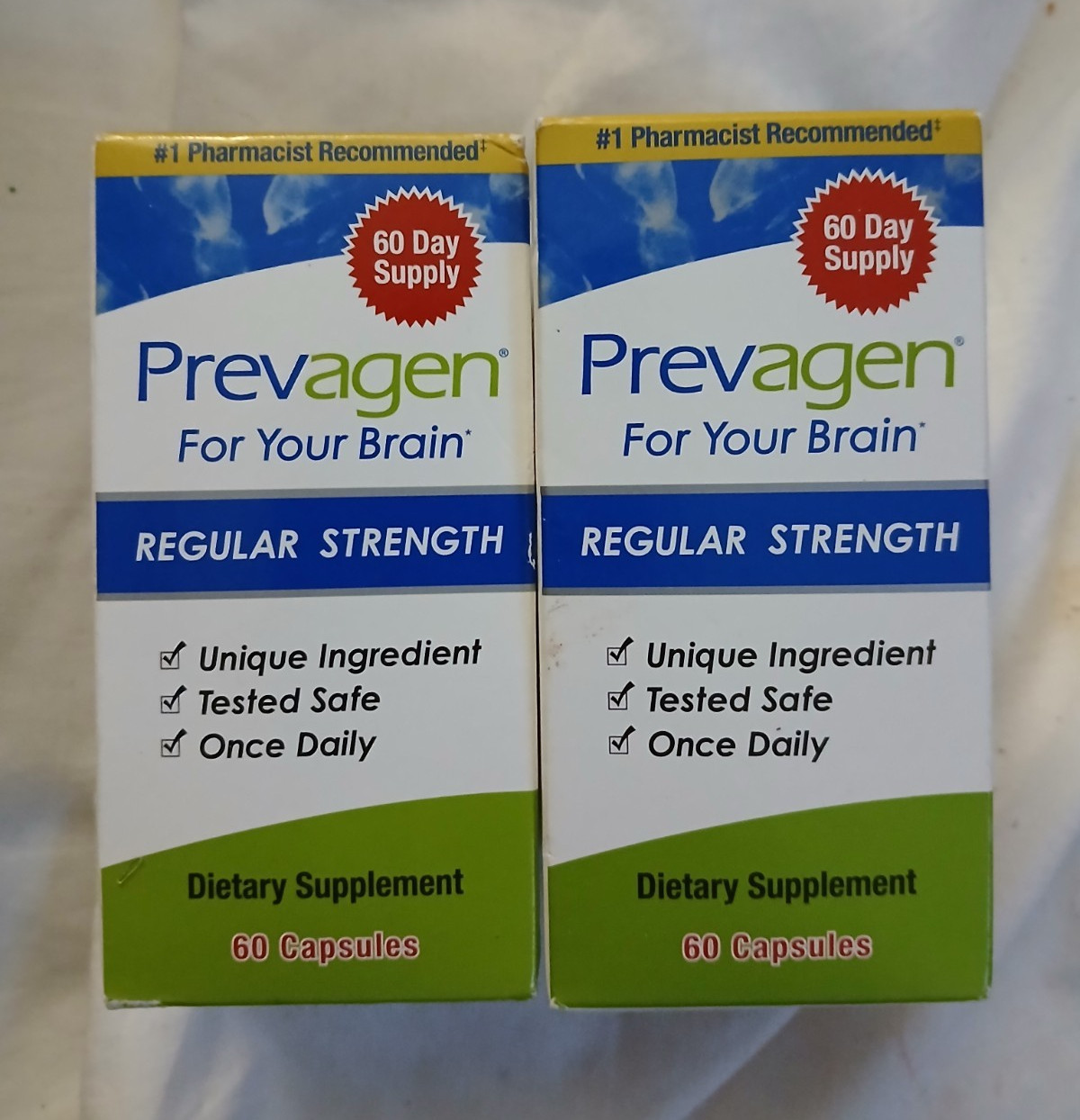 Prevagen Regular Strength 60ct **LOT OF 2** (TopEXP 5/28)(BotEXP 10/27) LOT of 2