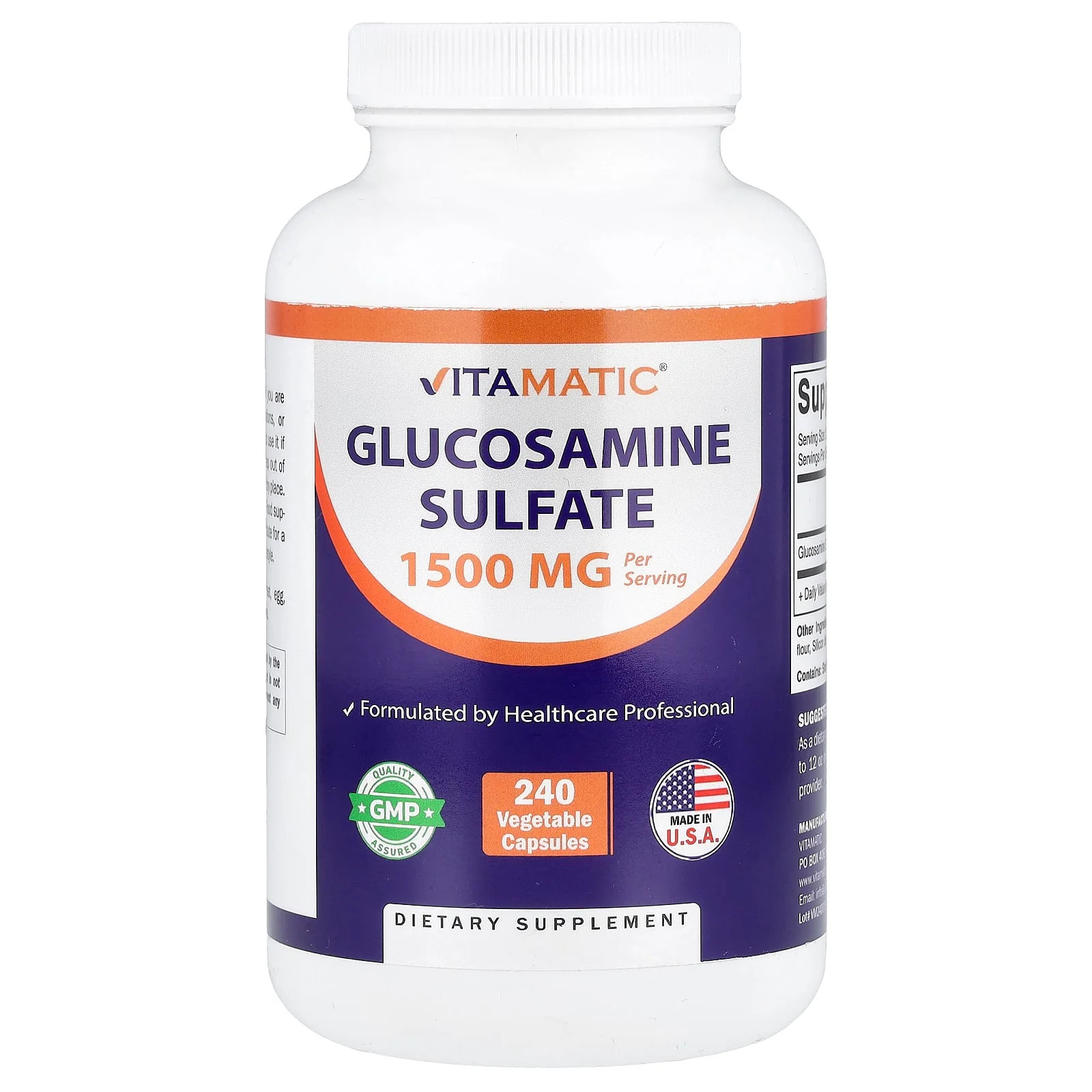 2 X Vitamatic, Glucosamine Sulfate, 240 Vegetable Capsules (750 mg per Capsule)